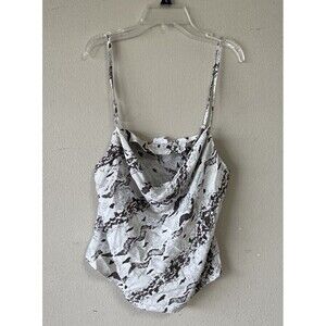 Lelis collection size large tank White Grey Geometric Adjustable Spaghetti Strap